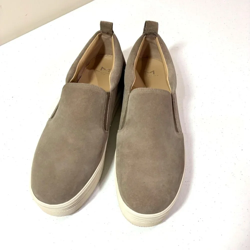 Marc Fisher Platform Slip On Suede Tan Womens Size 9.5 Leather Sneaker Comfort